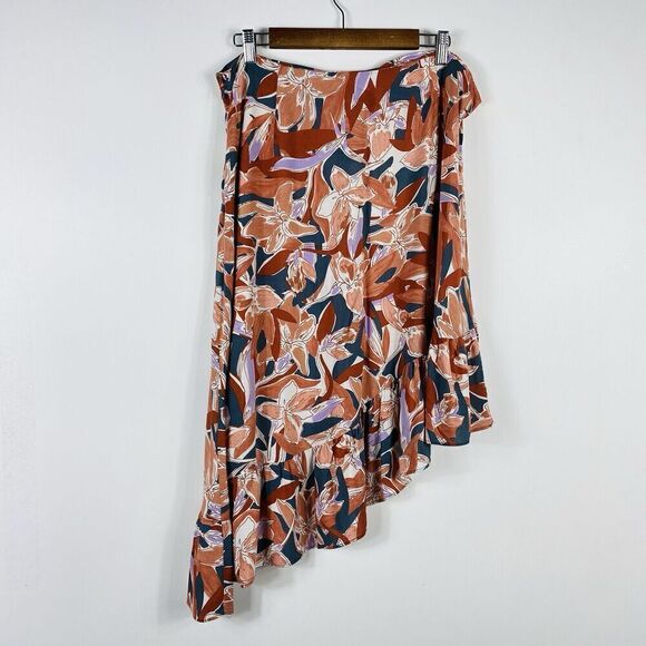 Nine West Size XL Floral Print Asymmetrical Midi Skirt - Picture 3 of 4